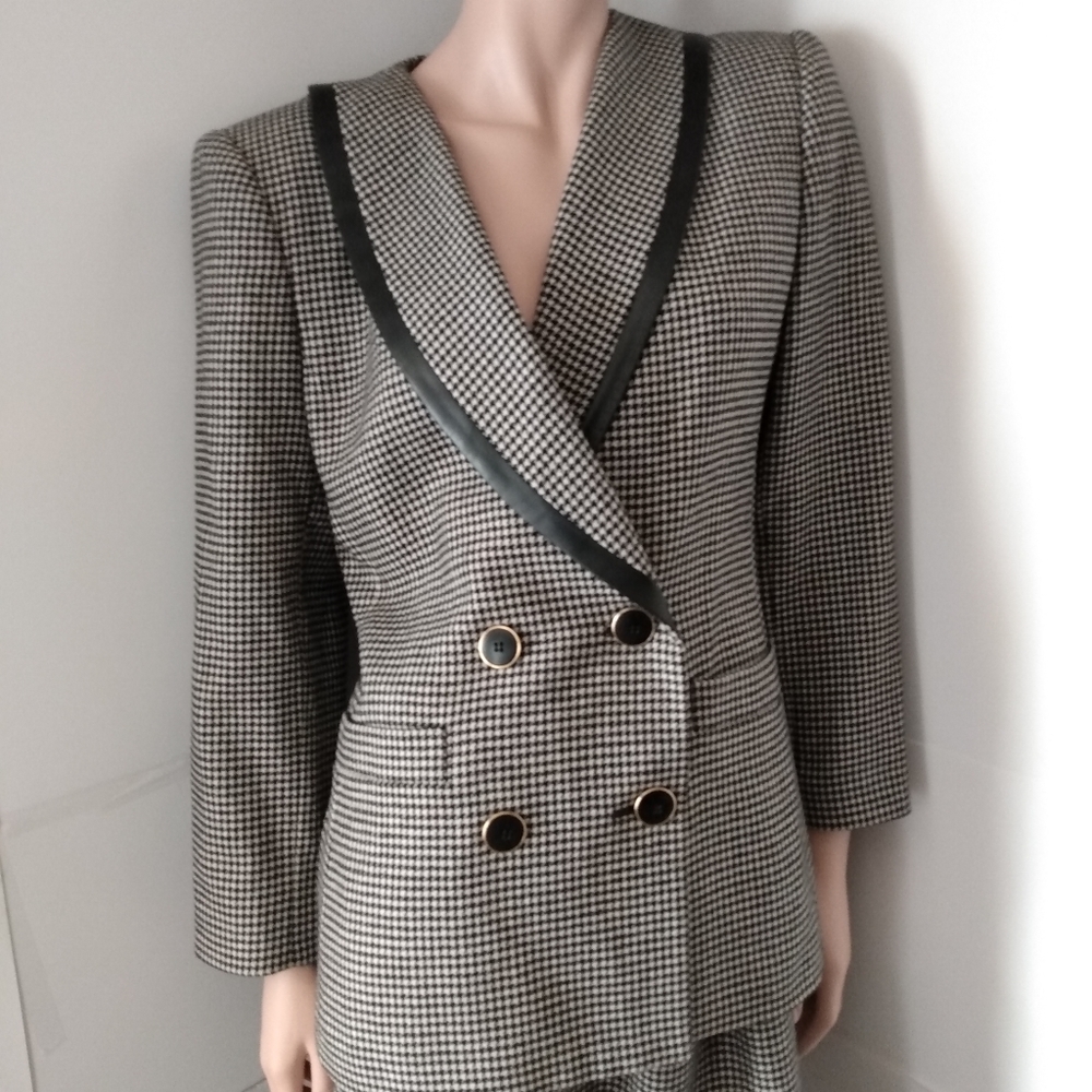 Vtg 90s  houndstooth hourglass Blazer Vintage Suit